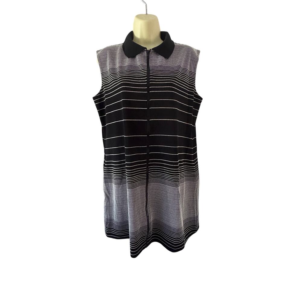 Sand Dollars Vintage Black White Front Zip Swim Coverup Women Size Large